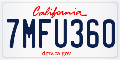 CA license plate 7MFU360