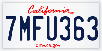 CA license plate 7MFU363