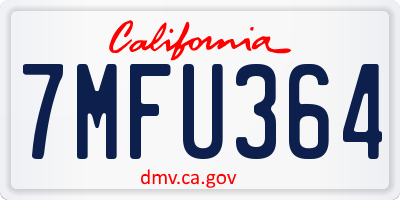 CA license plate 7MFU364