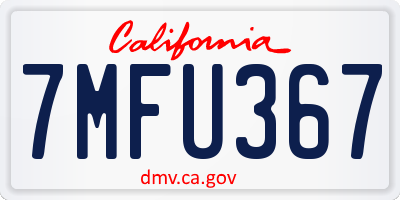 CA license plate 7MFU367