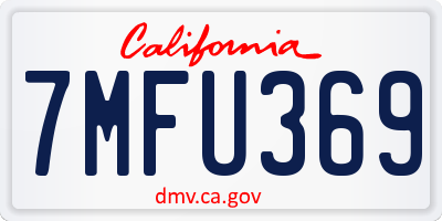 CA license plate 7MFU369