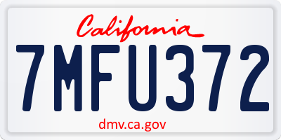 CA license plate 7MFU372