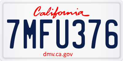CA license plate 7MFU376
