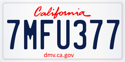 CA license plate 7MFU377