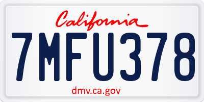 CA license plate 7MFU378