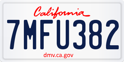 CA license plate 7MFU382