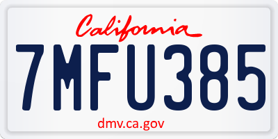 CA license plate 7MFU385