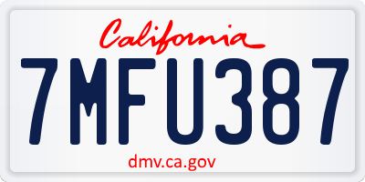 CA license plate 7MFU387
