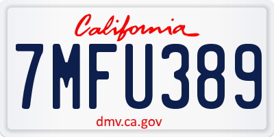 CA license plate 7MFU389