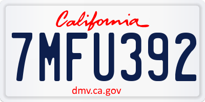 CA license plate 7MFU392