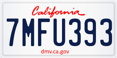 CA license plate 7MFU393