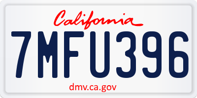 CA license plate 7MFU396