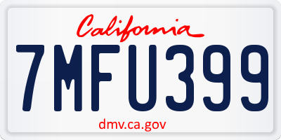 CA license plate 7MFU399