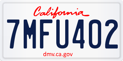 CA license plate 7MFU402