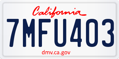 CA license plate 7MFU403