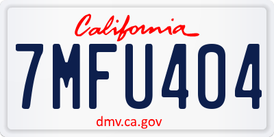 CA license plate 7MFU404