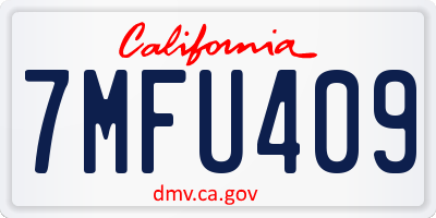 CA license plate 7MFU409