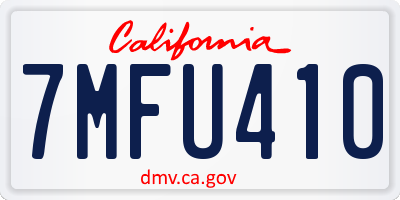 CA license plate 7MFU410