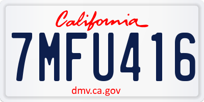 CA license plate 7MFU416