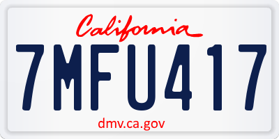 CA license plate 7MFU417