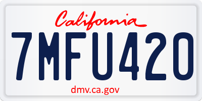 CA license plate 7MFU420