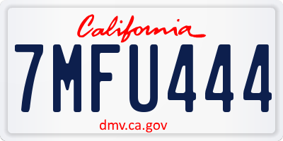 CA license plate 7MFU444