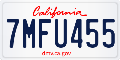 CA license plate 7MFU455