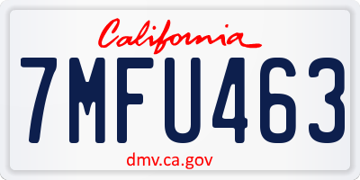 CA license plate 7MFU463