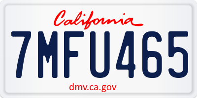 CA license plate 7MFU465