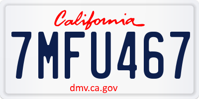 CA license plate 7MFU467
