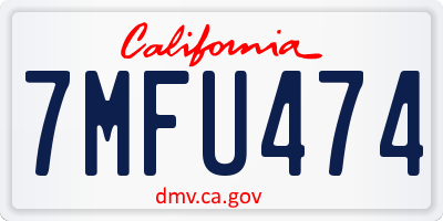 CA license plate 7MFU474