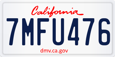 CA license plate 7MFU476