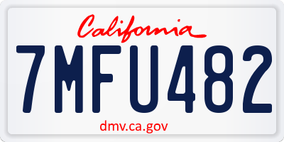 CA license plate 7MFU482