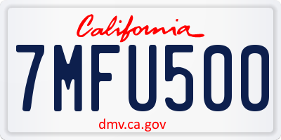 CA license plate 7MFU500
