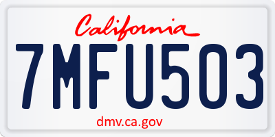 CA license plate 7MFU503