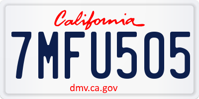 CA license plate 7MFU505