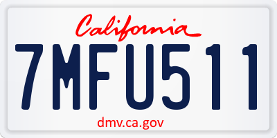 CA license plate 7MFU511