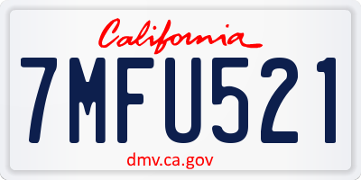 CA license plate 7MFU521