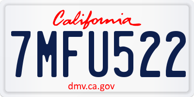 CA license plate 7MFU522