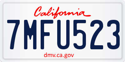 CA license plate 7MFU523