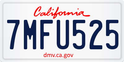 CA license plate 7MFU525
