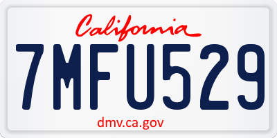 CA license plate 7MFU529