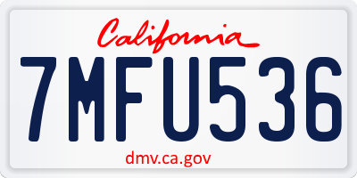 CA license plate 7MFU536