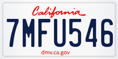 CA license plate 7MFU546