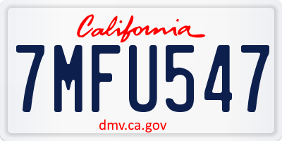 CA license plate 7MFU547