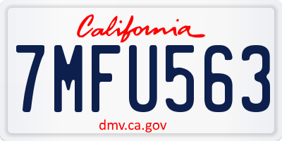 CA license plate 7MFU563