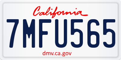 CA license plate 7MFU565