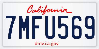CA license plate 7MFU569