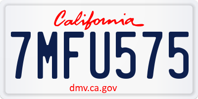 CA license plate 7MFU575