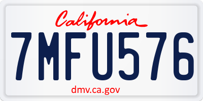 CA license plate 7MFU576